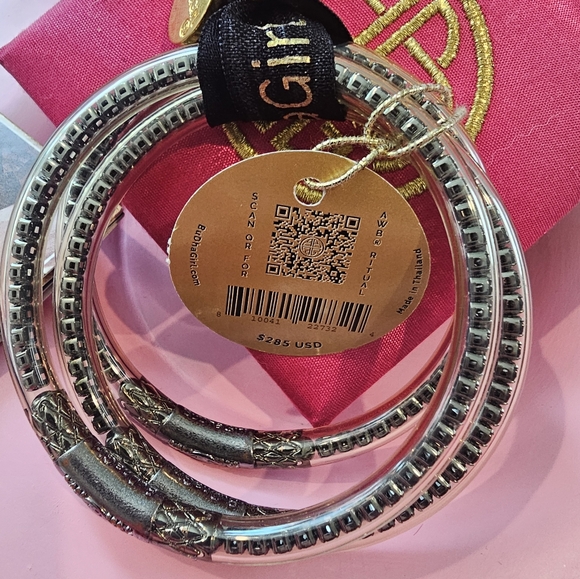 Authentic BuDhaGirl Three Queens Black Spinel Bangles - Picture 2 of 11